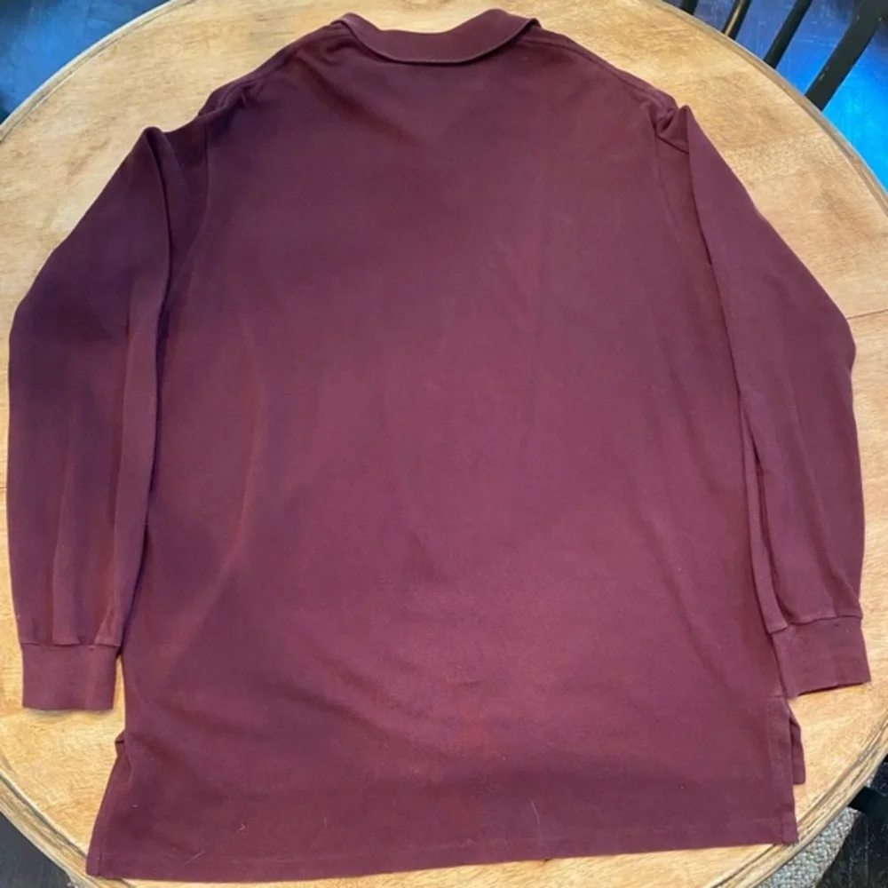 Polo by Ralph Lauren Men’s‎ Sm Maroon Pique Knit Long Sleeve Pullover W/ Pocket